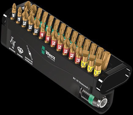 Wera Set 30 Biți Șurubelniță Torx / Drept / Cruce Set Mâțe de înșurubare Diamond 1