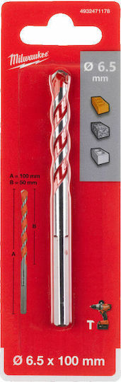 Milwaukee Super Diamond Drill Carbide with Cylindrical Shank for Masonry 6.5x50mm