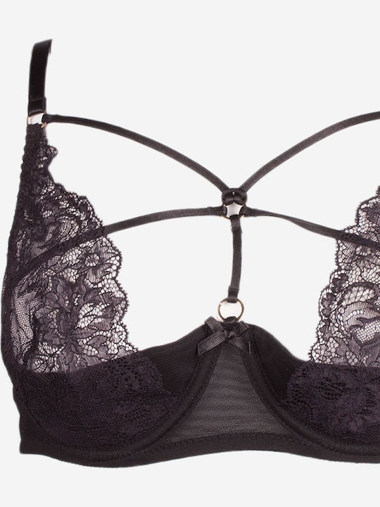 Norddiva Lingerie Spitzen Unterwäsche-Set für Damen BH mit Zeichenfolge Schwarz