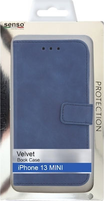 Senso Velvet Synthetic Leather Book Blue (iPhone 13 mini)