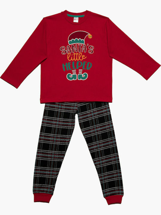 Minerva Παιδική Πιτζάμα Χειμωνιάτικη Κόκκινη XMAS ELF