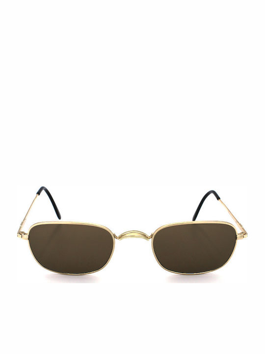 Sisley Men's Sunglasses with Gold Metal Frame and Brown Lens