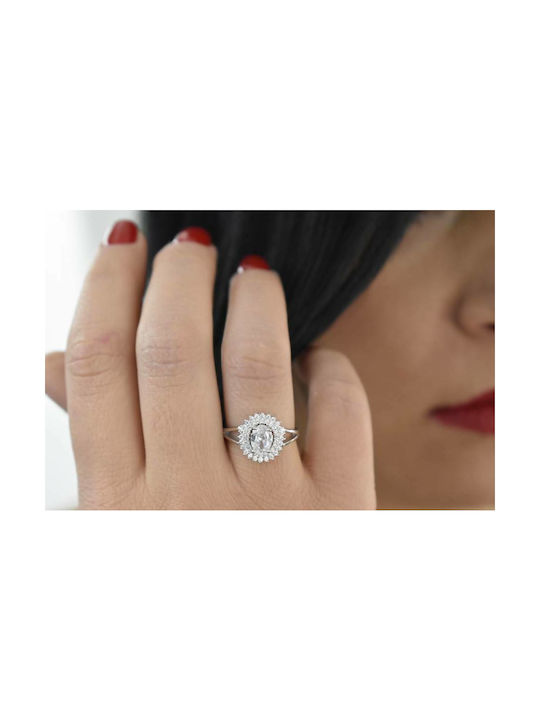 Oxzen Damen Ring mit Zirkonia aus Silber