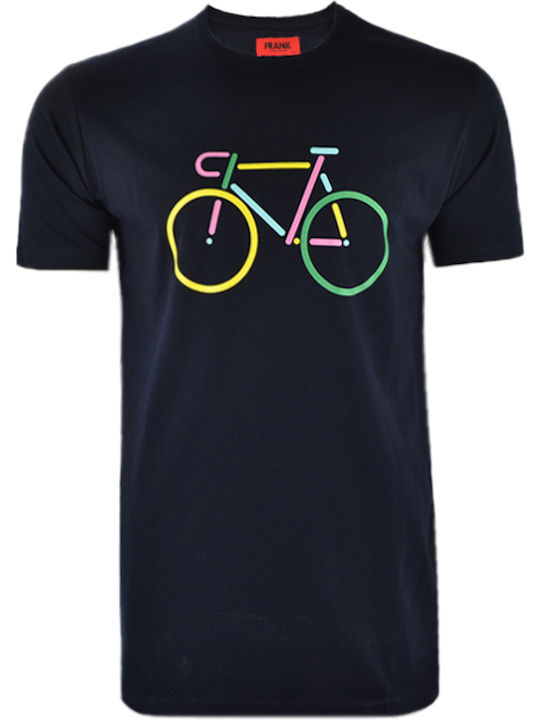 John Frank Bike Ανδρικό T-shirt Navy Μπλε με Στάμπα