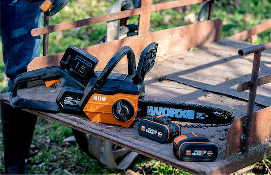 Worx Battery Chainsaw 2x2Ah Brushless 20V 3.8kg with Blade 30cm