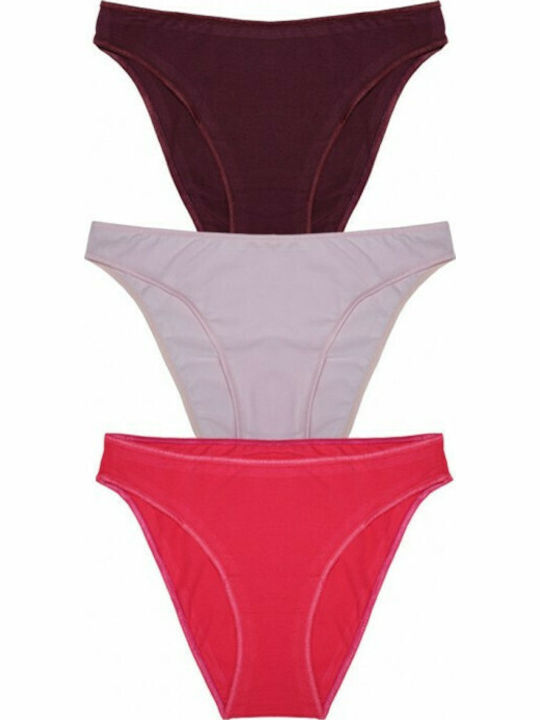 Βαμβακερά Women's Slip 3Pack Pink/Fuchsia/Bordeaux