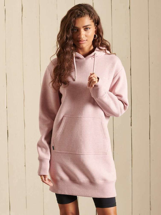 Mini Sport Dress Long Sleeve Hooded Pink