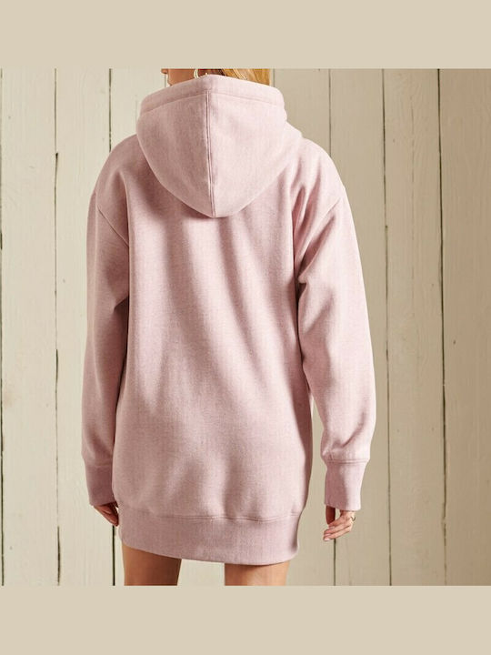 Mini Sport Dress Long Sleeve Hooded Pink