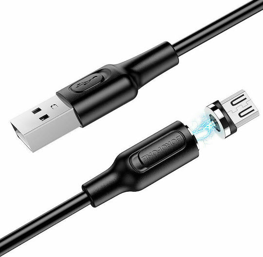 Borofone BX41 Magnetic USB 2.0 to micro USB Cable Μαύρο 1m