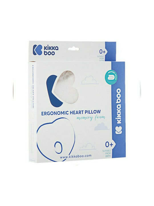 Kikka Boo Βρεφικό Μαξιλάρι Πλαγιοκεφαλίας Memory Foam Ergonomic Heart White Velvet 22x21εκ.
