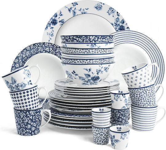 Laura Ashley Blueprints Πιάτο Γλυκού από Πορσελάνη Floris με Διάμετρο 12cm 6τμχ