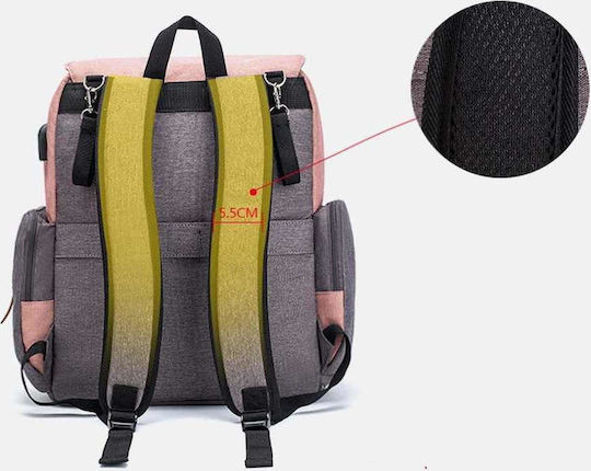 Lequeen Diaper Bag Pink - Grey 35x25x39cm.