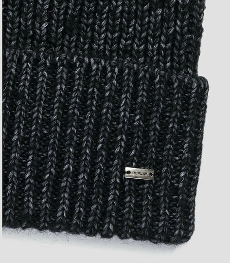 Beanie Unisex Σκούφος με Rib Πλέξη σε Μαύρο χρώμα
