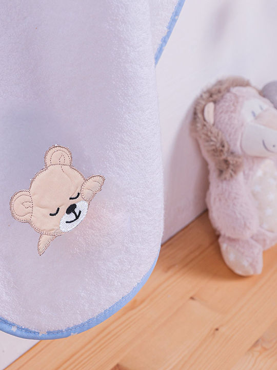 Dimcol Baby Hooded Towel with Hood Sleeping Bear Cub 11 White 80x80cm