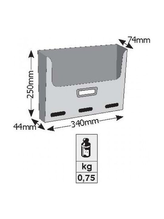 Viometal LTD 402 Κουτί Εντύπων Μεταλλικό σε Μαύρο Χρώμα 34x4.4x25cm