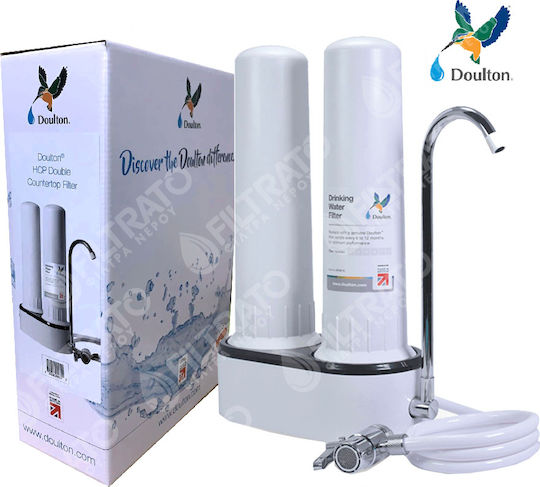 Doulton HCP Συσκευή Φίλτρου Νερού Διπλή Άνω Πάγκου με Βρυσάκι & Ανταλλακτικό Φίλτρο Doulton Sediment 5μm, Doulton UltraCarb 0.5μm