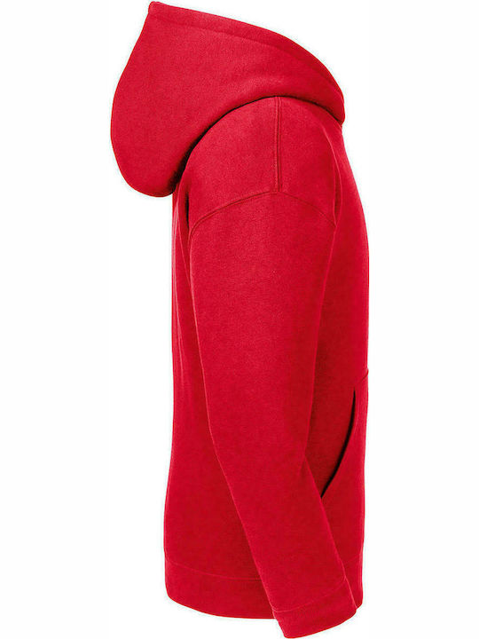 Fleece Παιδικό Φούτερ με Κουκούλα και Τσέπες Κόκκινο R-265B-0