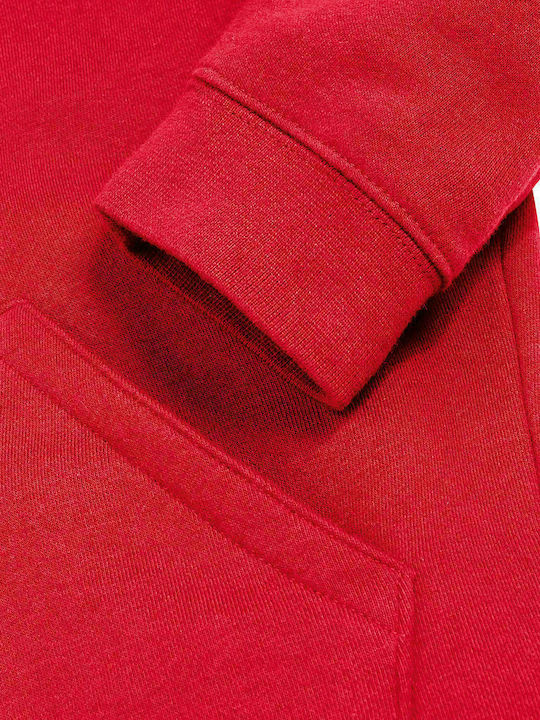 Fleece Παιδικό Φούτερ με Κουκούλα και Τσέπες Κόκκινο R-265B-0