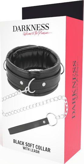 Darkness Soft Leather Collar with Leash Guler Black
