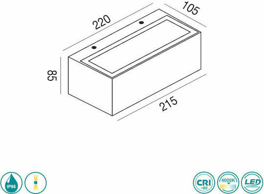 La Mia Luce Ruhm Стенна Външна Таванна Лампа LED IP65 15W с Естествено Бяло Осветление