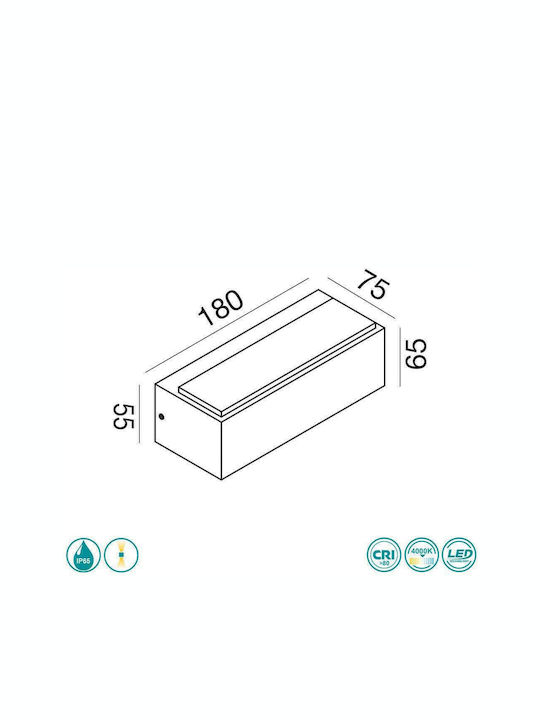La Mia Luce Nox Wall-Mounted Outdoor Ceiling Lamp LED IP65 10W with Natural White Light