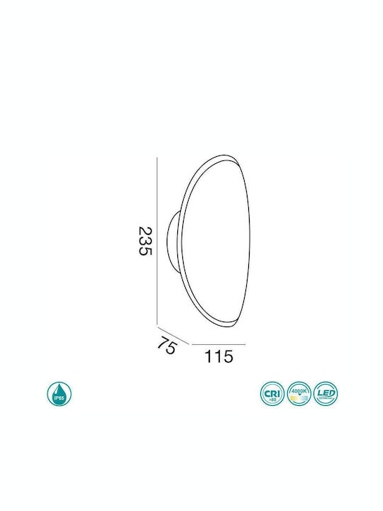 La Mia Luce Wall-Mounted Outdoor Ceiling Light LED IP65 13W with Natural White Light