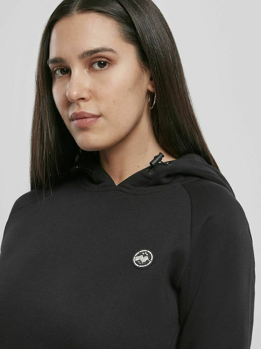 Rochie Mini Sport Mânecă Lungă Cu Glugă Neagră