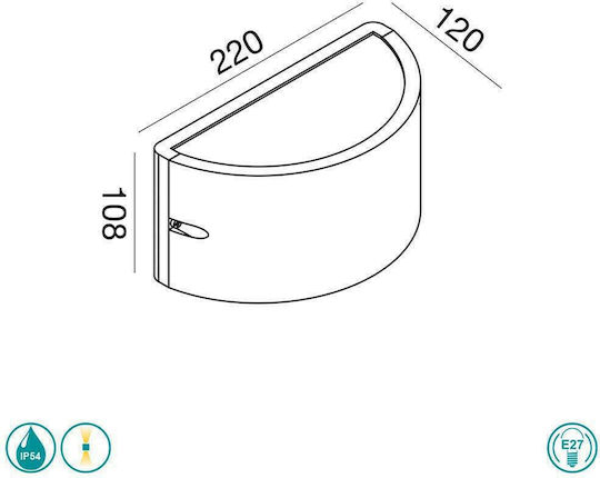 La Mia Luce Стенен Външен Плафон E27 IP54