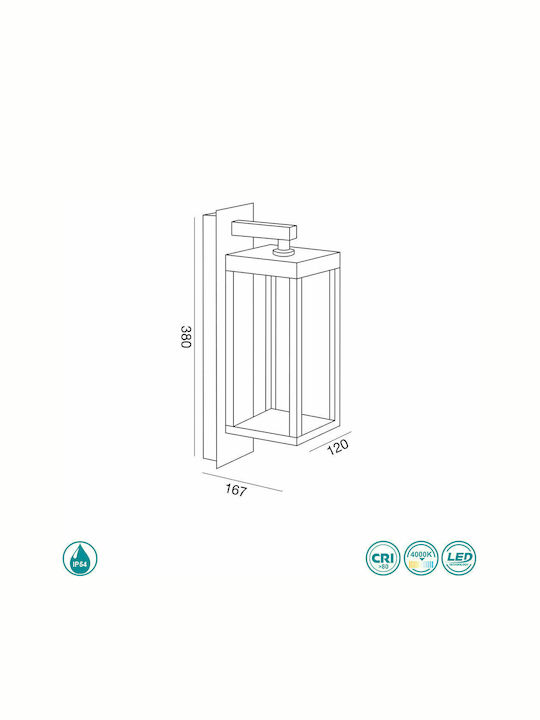 La Mia Luce Sire Επιτοίχιο Εξωτερικό Φαναράκι LED IP54 13W με Φυσικό Λευκό Φως