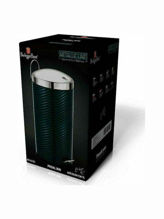 Berlinger Haus Metalic Perie pentru coșul de gunoi din baie 7lt Aquamarine