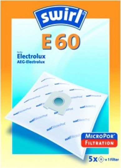 Swirl E60 Торби за прахосмукачка 5бр Съвместима с прахосмукачка AEG / Electrolux
