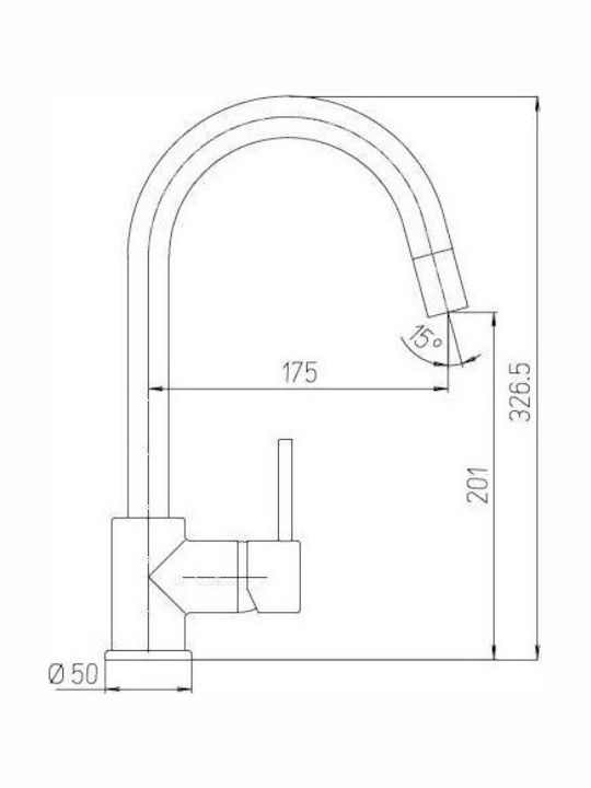 Macart Cox 591 Kitchen Faucet Counter with Shower Silver