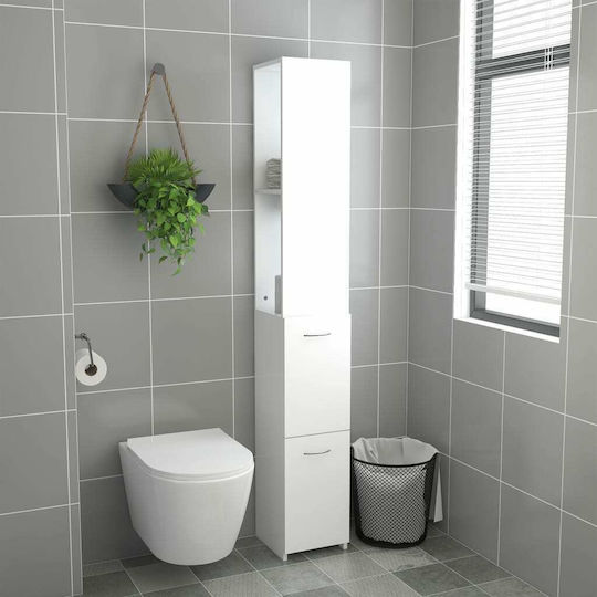 vidaXL Dulap Coloană Pentru Baie Pardoseală M25xA25xÎ170cm Albă