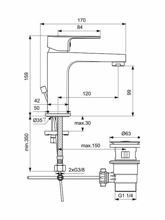 Ideal Standard Cerafine-D Mixing Sink Faucet Silver
