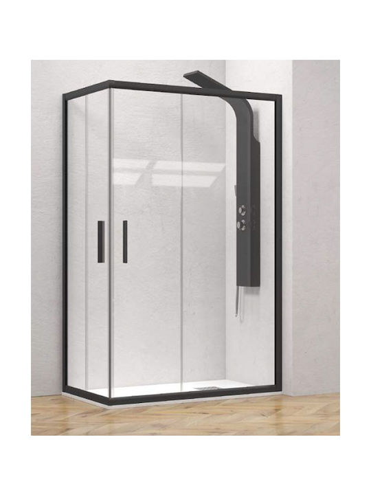 Karag Efe 100 NR-10 Cabin for Shower with Sliding Door 110x120x190cm Clear Glass Nero