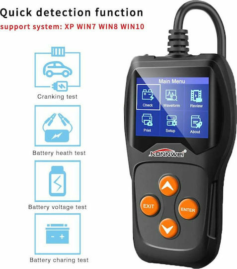 Konnwei KW600 Ψηφιακό Battery Tester με Κροκοδειλάκια