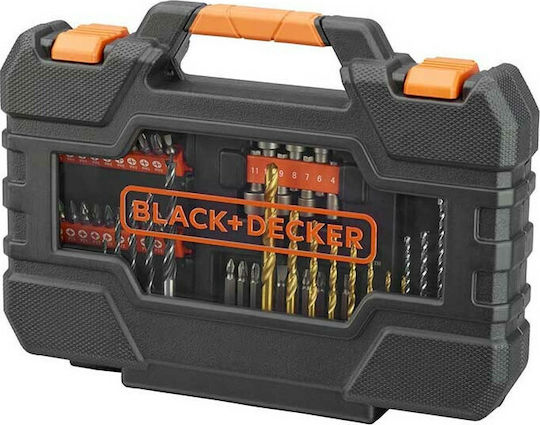 Black & Decker Set of 76 Drills with Cylindrical Shank for Masonry, Metal and Wood