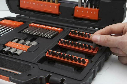 Black & Decker Set of 76 Drills with Cylindrical Shank for Masonry, Metal and Wood