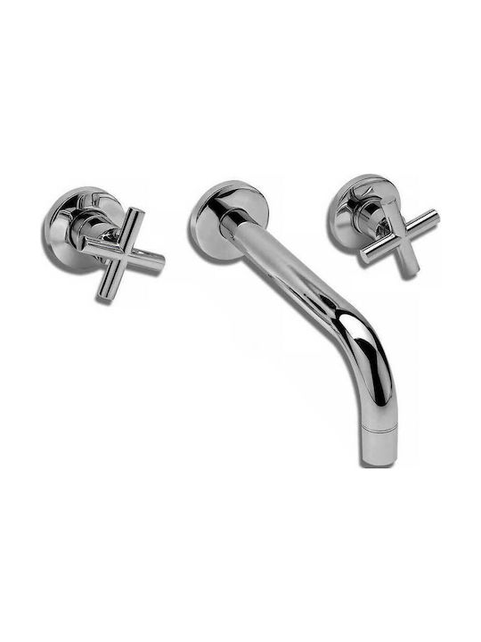 Gloria Orizontal Built-In Mixer & Spout Set for Bathroom Sink with 1 Exit Chrome
