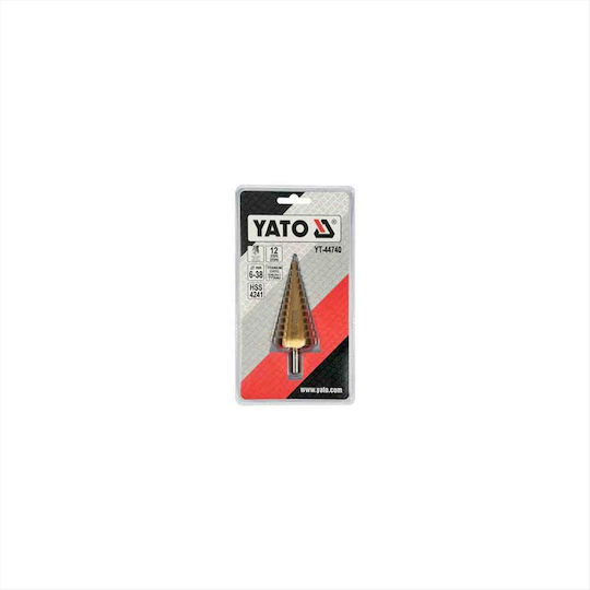 Yato Κωνικό Τρυπάνι Κωνικό με Διαβάθμιση 6-38mm HSS Τιτανίου με Κυλινδρικό Στέλεχος για Μέταλλο, Ξύλο και Δομικά Υλικά 6-38mm
