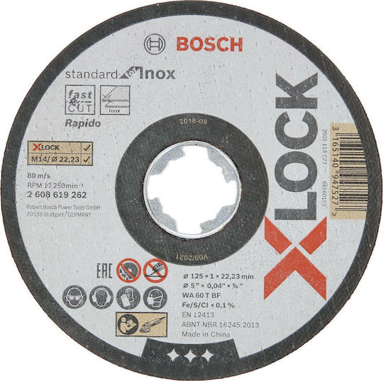Bosch Straight Cutting Disc X-Lock for Inox Cutting Disc Metal Hole Diameter 125mm with 60 Teeth 1pcs