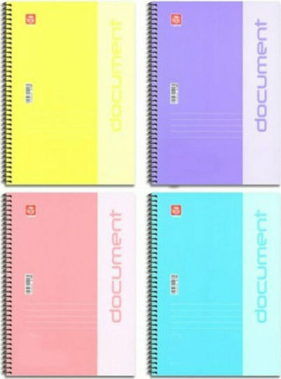 Typotrust Σπιράλ Τετράδιο Ριγέ Β5 120 Φύλλων 2 Θεμάτων Document Pastel (Διάφορα Χρώματα)