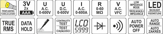Yato Αμπεροτσιμπίδα Ψηφιακή 600A AC YT-73092 True RMS