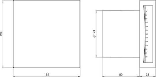 Europlast Wall-mounted Ventilator Bathroom 150mm Inox