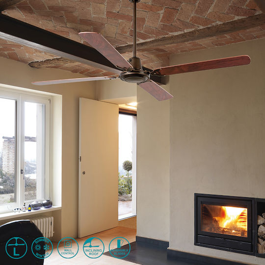 Faro Barcelona Malvinas L Ceiling Fan 140cm Mahogany