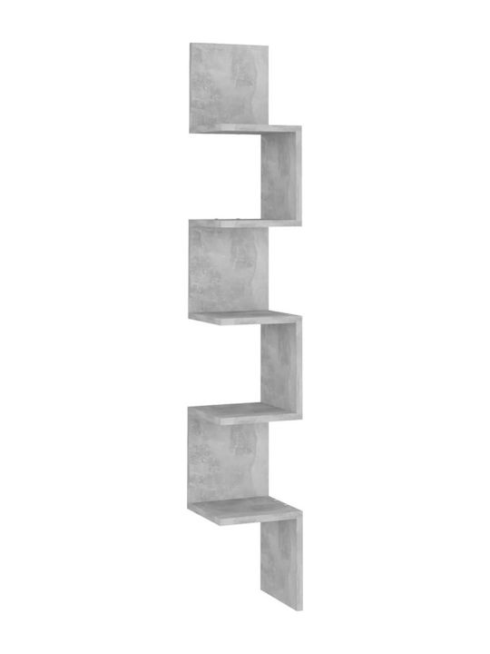 Corner Shelving Unit Floor Grey Concrete 20x20x127.5cm