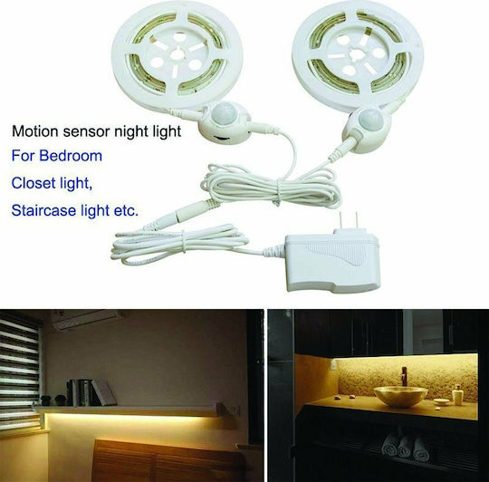 Waterproof LED Strip 12V Cold White Light 2x1.2m Type SMD2835 with Motion Sensor & Power Supply