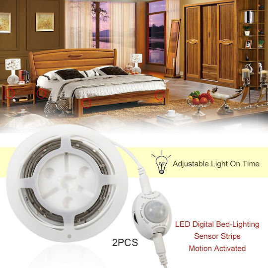 Waterproof LED Strip 12V Cold White Light 2x1.2m Type SMD2835 with Motion Sensor & Power Supply