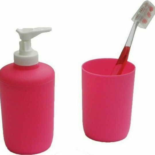 Viopros Set Accesorii Pentru Baie Din Plastic Roz 2 Bucăți