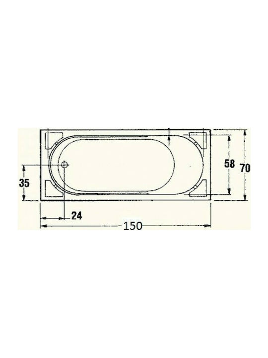 Sanitec Gloria Acrylic Bathtub 150x70cm